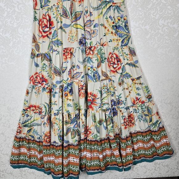 Soft Surroundings Kara Dress sz PM Yellow Multicolor Floral Tiered Boho Peasant - Picture 4 of 14